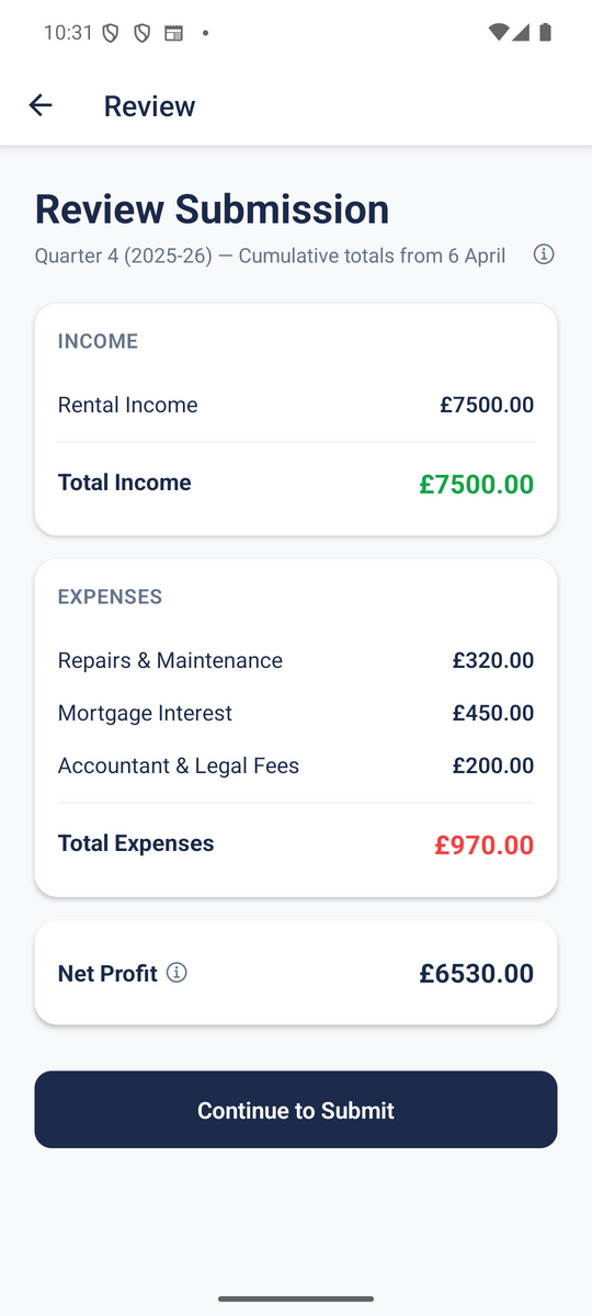 Tofflo — Review submission totals